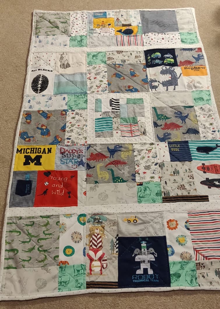 A completed memory quilt