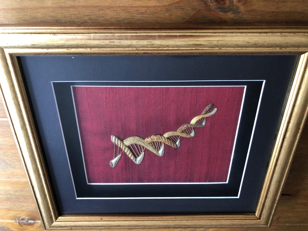 Framed Goldwork double helix